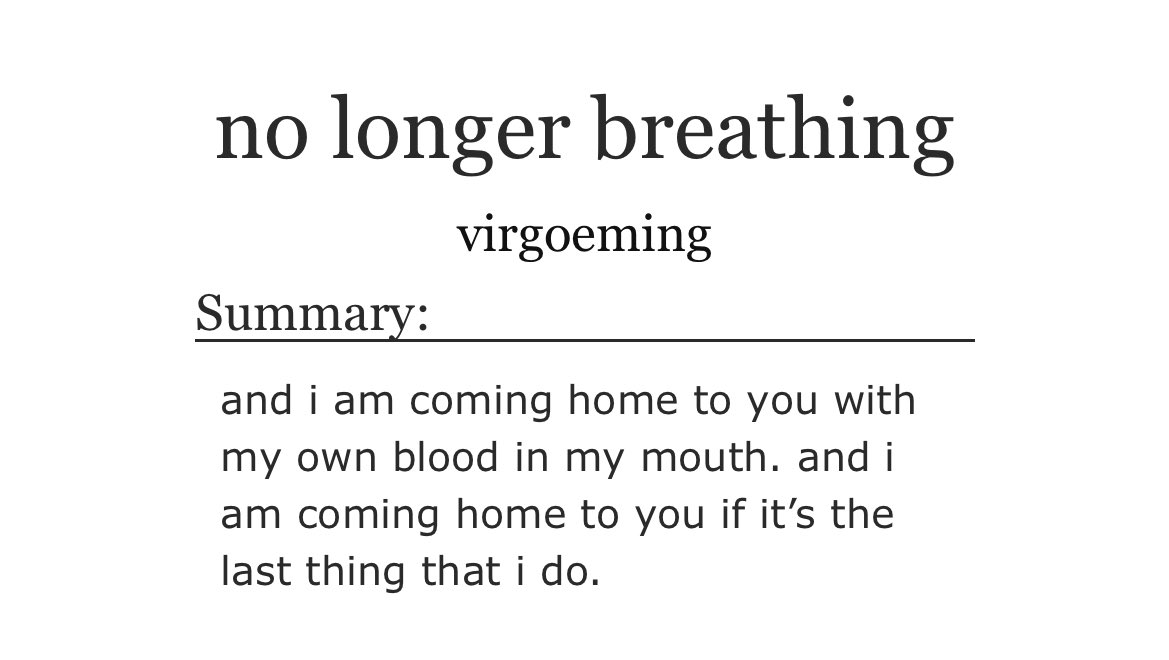 🌱⚖️ no longer breathing | not rated | 3k words | Day 3: injuries/illnesses/scars  | major character death
— #CyhainoWeek2024 

↳ archiveofourown.org/works/53755504