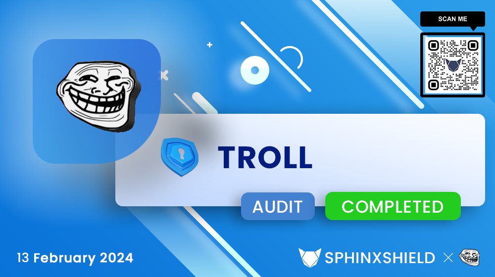 🛡 Exciting news! 🚀 We've finalized the audit report for @trollcto <a href="/ERC20Trolls/">TROLL</a>! 🎉 Congrats to the Troll team on their commitment to security. We're here to collaborate further!

🔍 Audit Report: github.com/SphinxShield/A…

#SphinxShield #Troll #Audit #Web3Migration