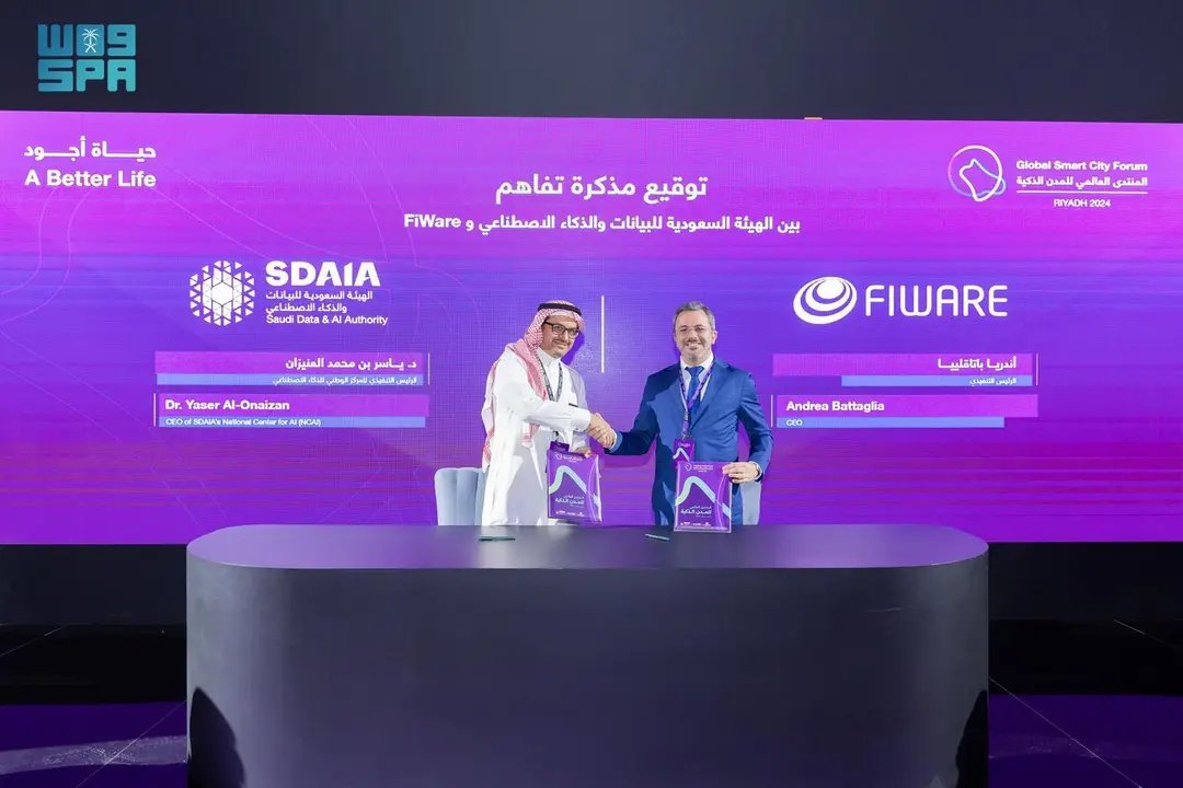 SDAIA Signs MoU with FIWARE to Localize Technology, Training.
spa.gov.sa/en/N2047123
#SPAGOV