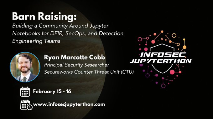 Don’t miss our own Ryan Marcotte Cobb's upcoming keynote: 'Barn Raising: Building a Community Around Jupyter Notebooks' this February 15th at 4:00 EST with @jupyterthon! Register today: lite.spr.ly/6008ggG #cybersecurity @detectdotdev