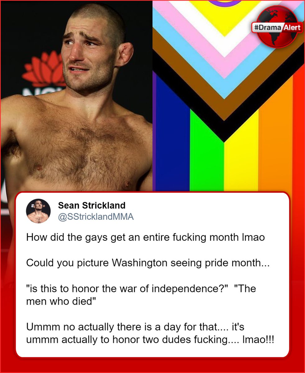 DramaAlert's tweet photo. Sean Strickland is a HUGE fan of pride month.. 😂‼️ https://t.co/6zIxnjOtAp