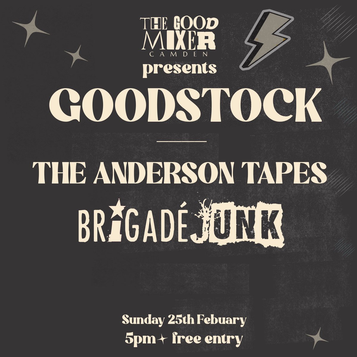 Very excited to be playing at the Good Mixer in Camden on Sunday 25th February with the brilliant @BrigadeJunk