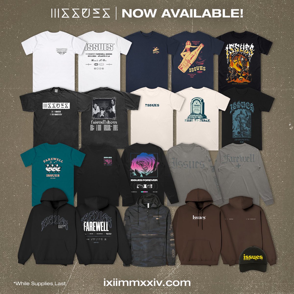 Due to an overwhelming demand the Tour Farewell Merchandise collection is available for purchase from our online store *while stock lasts* Once they’re gone, they’re gone!! Don’t miss out ixiimmxxiv.com 🖤