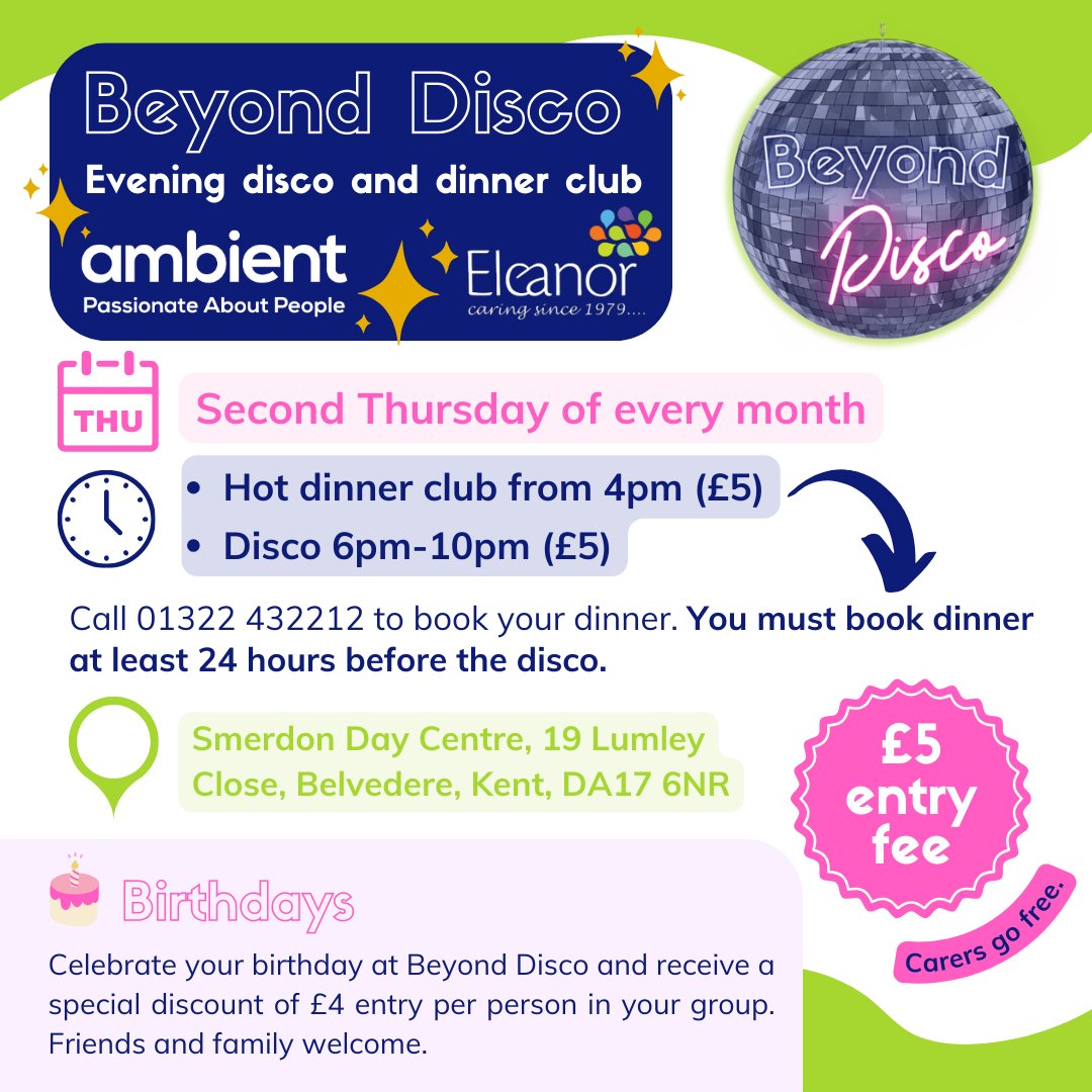 🎉 Ambient & @eleanorhomecare's first #BeyondDisco was a huge success! A night filled with boogy classics on the karaoke machine and the dance floor! 🕺 The event takes place on the second Thursday of every month. No RSVP required... see you there! 😊