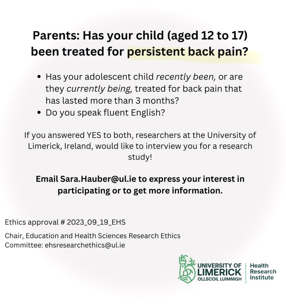 Joshua W. Pate, PhD (@joshuawpate) on Twitter photo Hi English-speaking parents of teenagers who are challenged by persistent back pain - see this research interview opportunity with Sara for her PhD. Thanks for considering it!! Hi English-speaking parents of teenagers who are challenged by persistent back pain - see this research interview opportunity with Sara for her PhD. Thanks for considering it!!