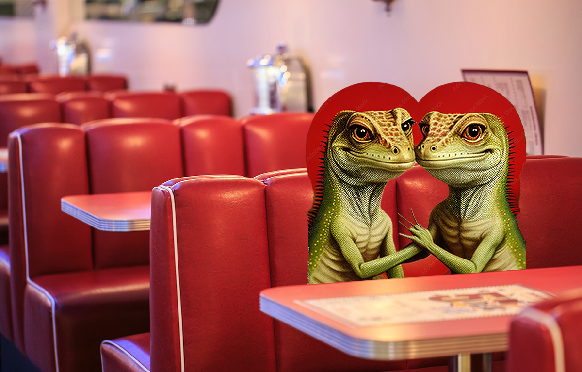 me and u if we were lizards and i brought you to a cute date spot i found on Google Maps 