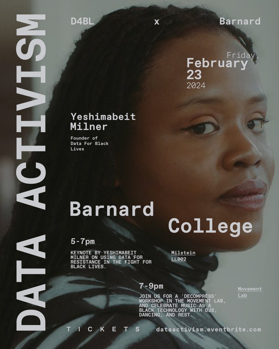 We are thrilled to partner with Barnard College for a special keynote address by our Founder and CEO, Yeshimabeit Milner, on the theme of Data Activism. Afterwards, join us for music and movement! This event is free and open to the public. Register here: bit.ly/49bqrdn