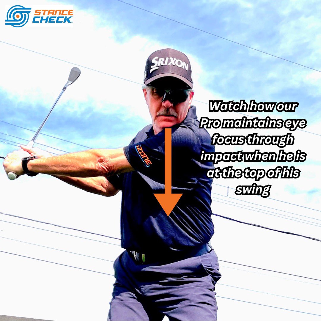 StanceCheck's tweet photo. “iZONE provides instant results by helping the player maintain eye focus through impact. The #1 swing flaw in Golf is coming out of the shot before impact is made, our Staff Pro is
 shown here demonstrating the iZONE and  maintaining eye focus after impact! 

#golf #vision #izone https://t.co/3bSiYrVIv7