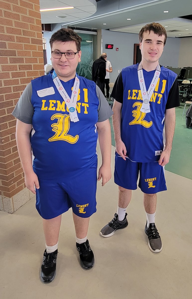 Congrats to <a href="/Lemont_HS/">Lemont High School</a>'s Jason McKeough &amp; Trenton Parr for participating in the recent Special Olympics Regional Basketball Skills Competition at Evergreen Park H.S.! Each took part in shooting, passing &amp; dribbling stations, and each brought home an award. Nice job! #WeAreLemont