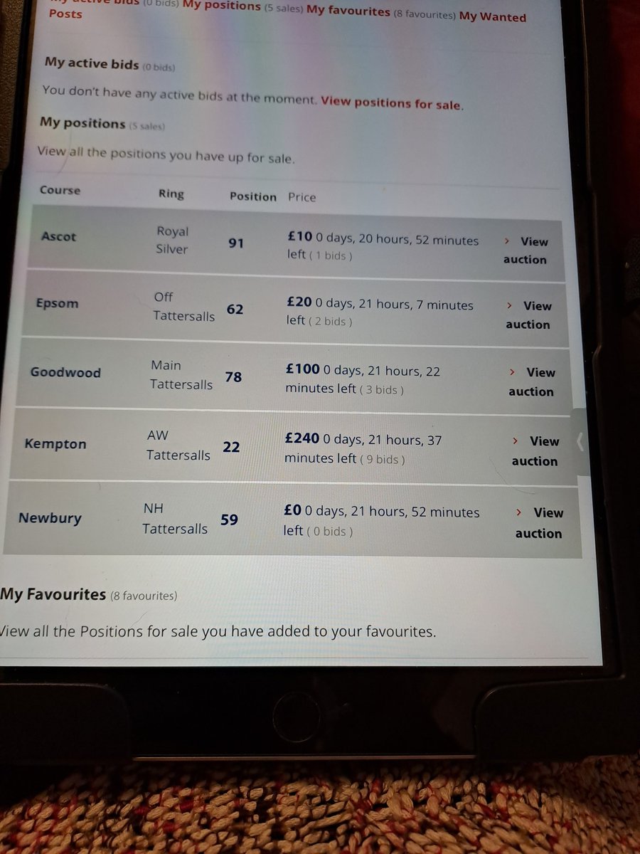 Calling all bookmakers, treat yourself for valentines day, on RBC auction, last of Peter O'Tooles pitch, yes all cheap &amp; cheerful! All finishing tomorrow evening. All bids &amp; shares appreciated.