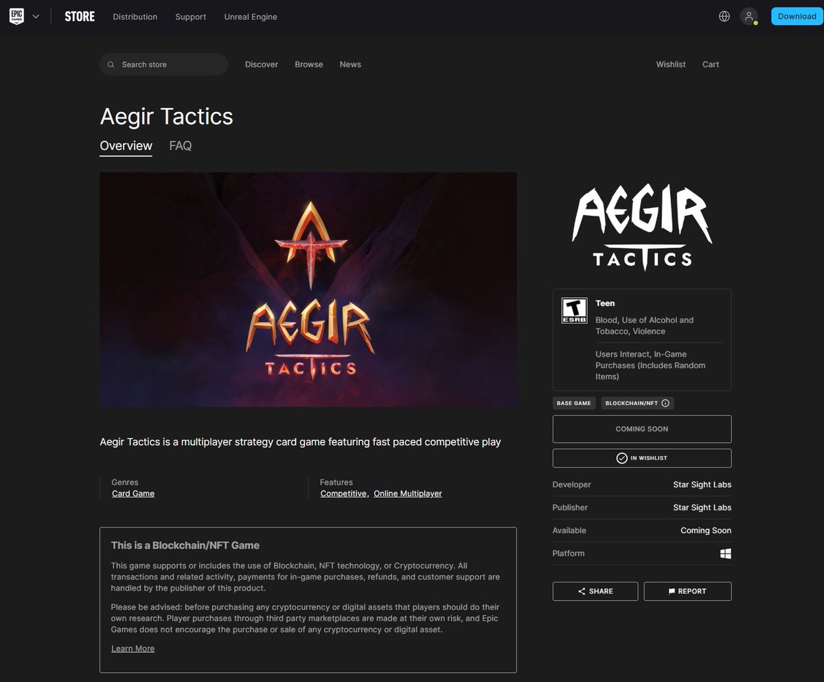 AlgoTheOwl's tweet image. 🚨PSA🚨
@aegirtactics, a card game built on #Algorand, has good news:

1⃣ They&apos;ve been approved by @EpicGames 
2⃣ They&apos;re close to closed-beta!

Have an Epic account? Add Aegir Tactics to your wishlist and give it some visibility👀:
store.epicgames.com/en-US/p/aegir-…

#Web3Gaming #algofam #