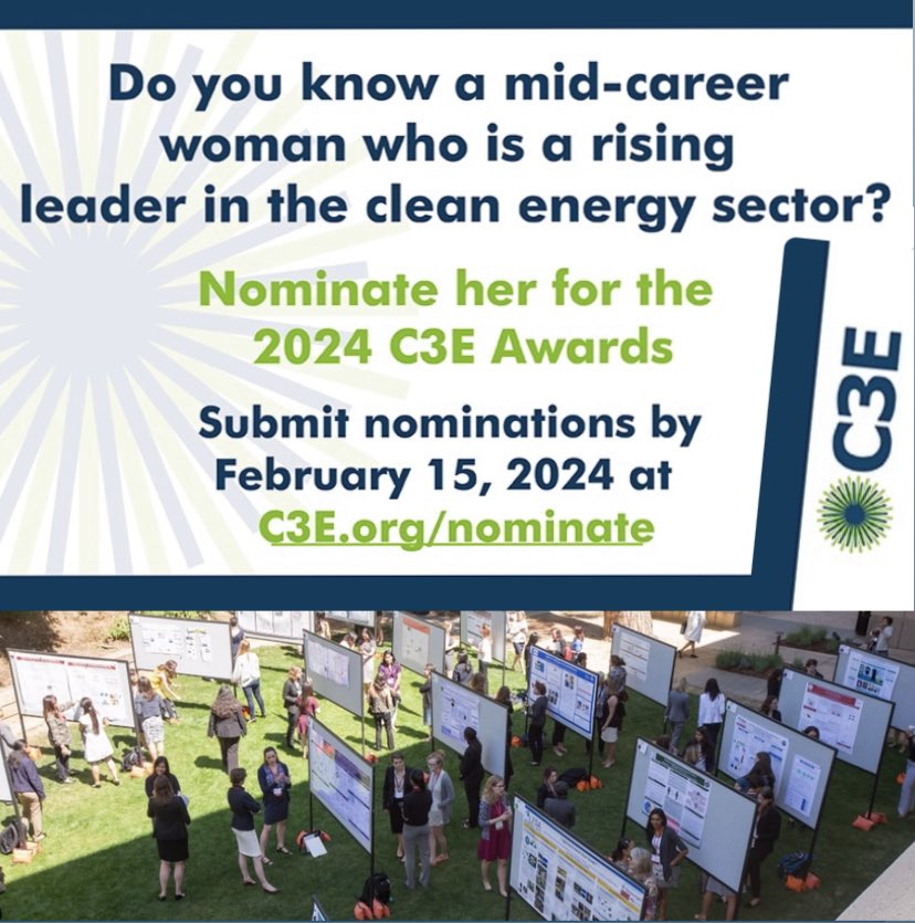 WinG_USA_'s tweet photo. Nominate a phenomenal female leader in the clean energy sector for a chance to receive the prestigious 2024 C3E Award! 

Visit https://t.co/m8Usbe0nLX to learn more and submit your nomination now! #WomenInGeothermal #Wingman #C3EAwards #WomenInScience #CleanEnergyLeadership https://t.co/FEi75zALOI