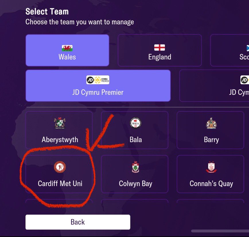 DSi77's tweet photo. Just downloaded #Netflix Football Manager 24 and after selecting #Wales one of the FIRST team options is #CardiffMet. Wow! Let’s see if they can get to the #premiership https://t.co/ZR1R3OhdIM