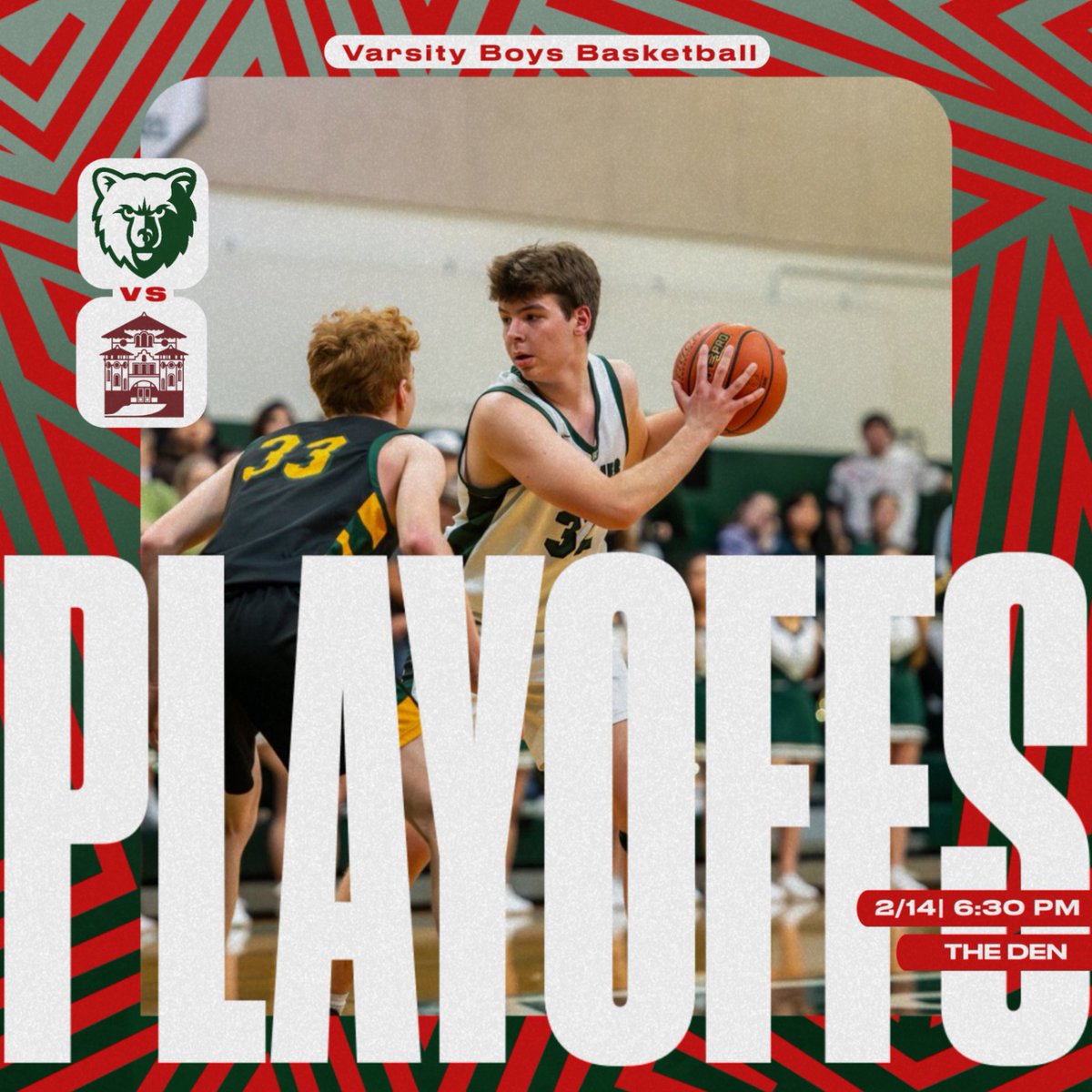 Varsity Boys Basketball hosting a loser out conference playoff game tomorrow! It's Valentine's Day so our theme is "Love for Bear Creek!" Wear red, pink, white, and come on out to support your Grizzlies as we push further into the playoffs! #wiaawa #nfhs #basketball #playoffs