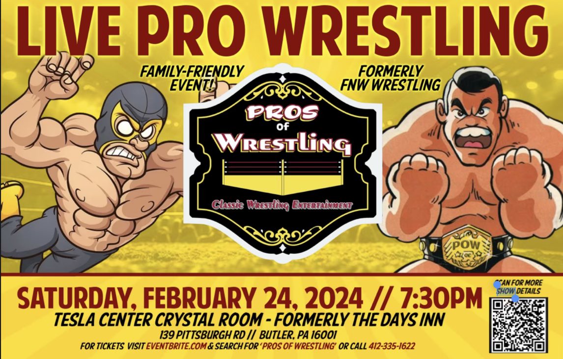 PITTSBURGH!!! My Dad is promoting his first show since 2012 on Saturday 2/24 Please support this first class independent event! Please share and follow @prosofwrestling