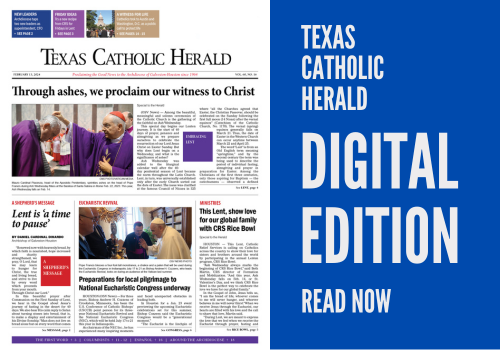 TexasCathHerald's tweet photo. 💡 The latest issue of the #TexasCatholicHerald is now available!

In this edition, read Cardinal DiNardo's Lenten message, see a history of Ash Wednesday, and learn about the upcoming Archdiocesan pilgrimage to the #EucharisticCongress.

📍 Read it now: https://t.co/orSMB2JFps https://t.co/yWLhSVUz7n