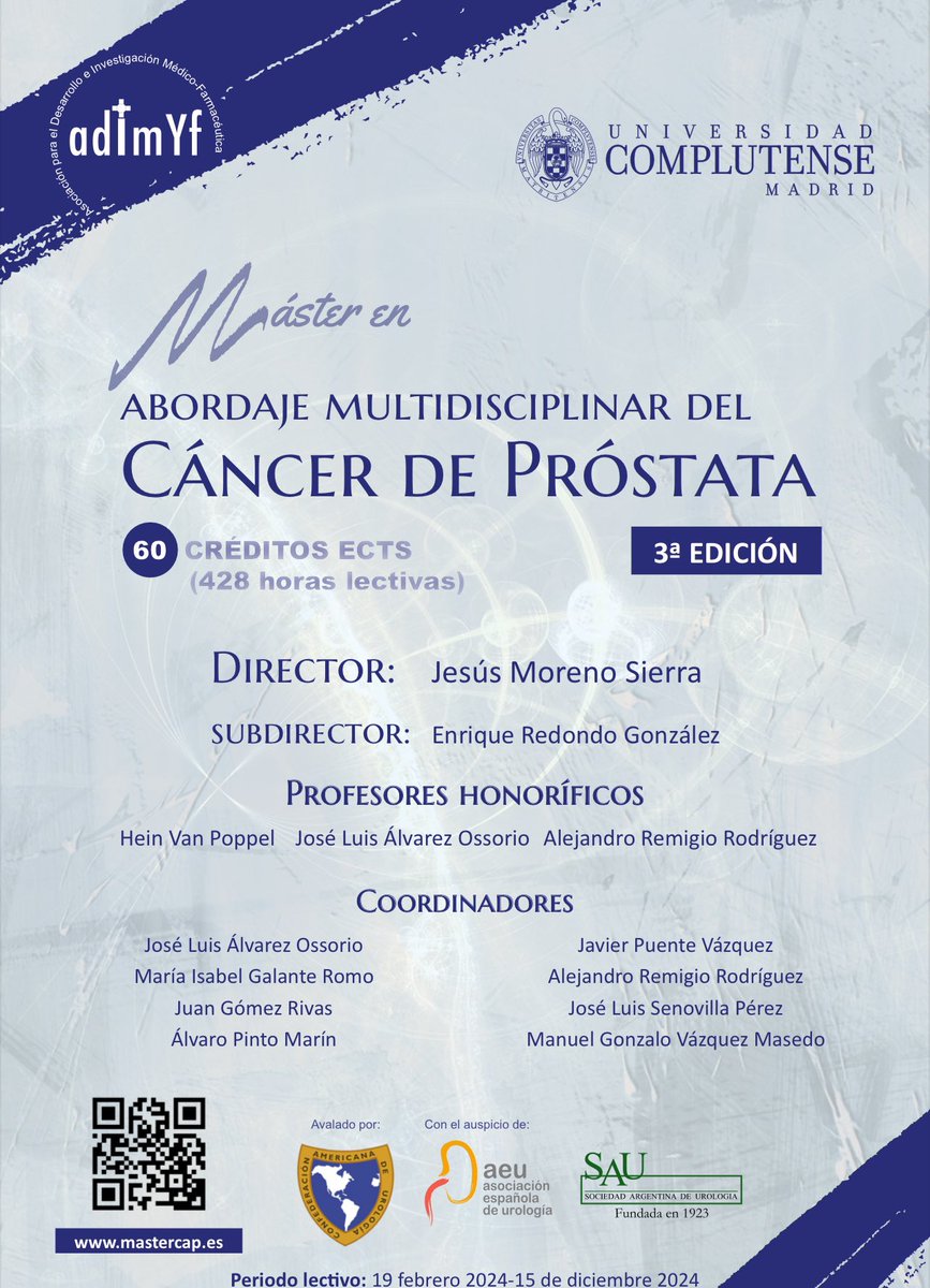 Última oportunidad para matricularte!! Aprovecha esta oportunidad para formarte en Cancer de Prostata (unico máster multidisciplinar) con la experiencia del hospital clinico y obteniendo la titulación de la Universidad Complutense.