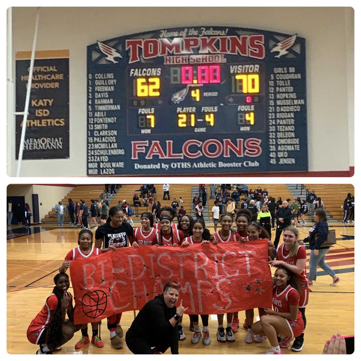 Congratulations are in order for THE LADY TIGERS of TRAVIS HIGH SCHOOL! These young ladies showed up and showed out! They played on quarter at a time and EVERYONE contributed to the FUN! Job well done ladies and coaches! @TigerGirlsBask1 #playoffs #round1 #MissionAccomplished