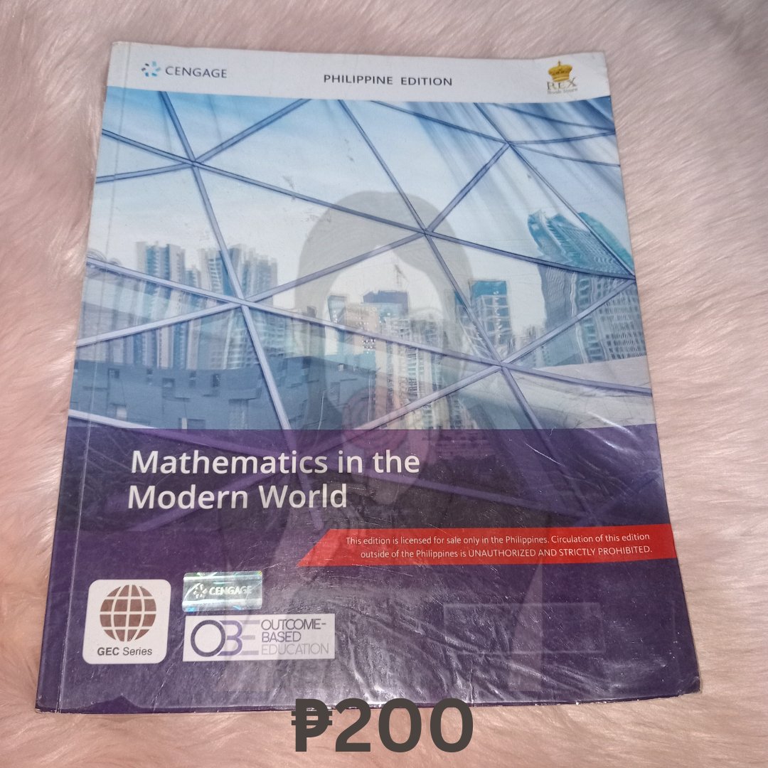 for sale ic wts lfb accounting books

📌 Mathematics in the Modern World
★ 8/10
★ may konting sulat ng lapis (chapters 1-2 only)
★ halos hindi nagamit
