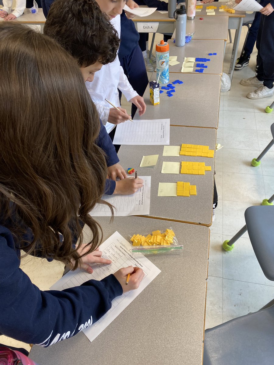 Patterning in full swing… calculating slope using tiles to show how y=mx+b and then graphing their patterns and discussing the trends. Great learning today!! @smy_nobleton