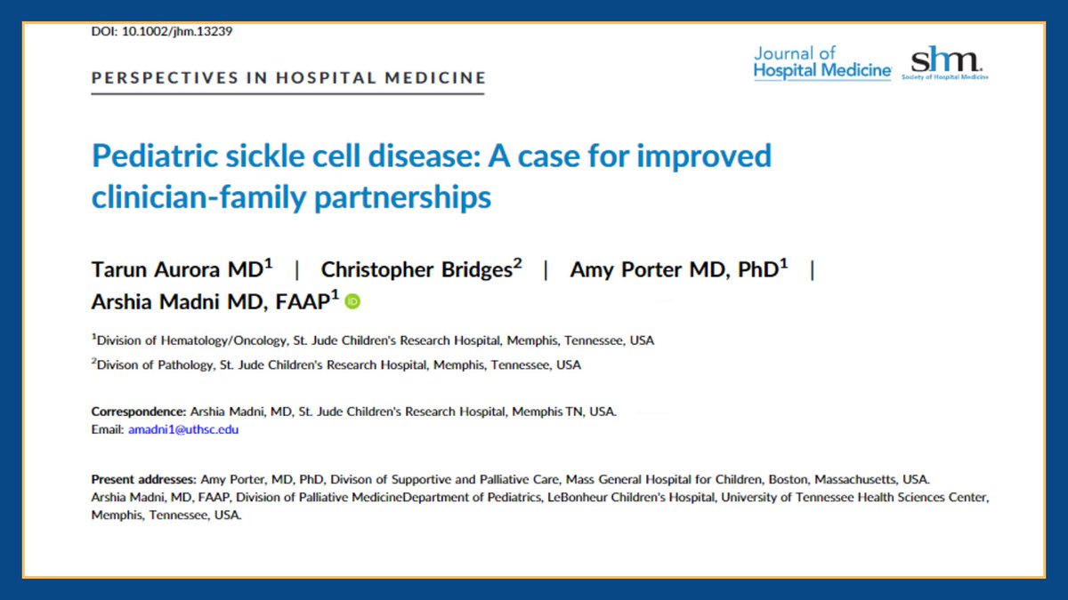 Check out this perspective on clinician-family partnership aimed at enhancing staff communication training & providing resources/education for families to improve family-centered care for sickle cell disease. 💬👨‍⚕️👩‍👧‍👦💡 #healthequity bit.ly/3OJ86wh