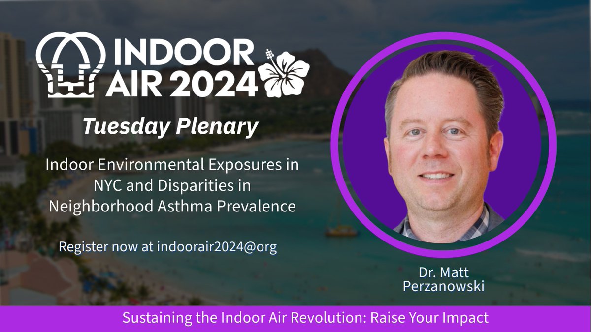 🎉Plenary Announcement 🎉 Dive into the world of indoor air quality with Tuesday's esteemed plenary speaker- Dr. Matt Perzanowski! 🌟 Don't let this opportunity slip away! Join us to be captivated by groundbreaking insights. indoorair2024.org/plenaries-and-…… @isiaq #indoorair2024