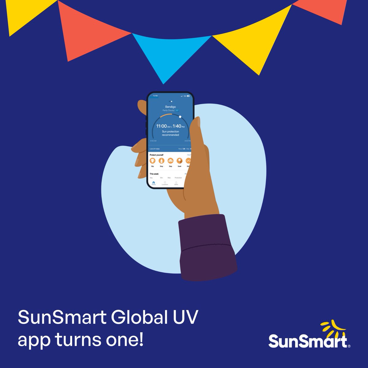 The SunSmart Global UV app celebrates ONE YEAR of helping people know their UV levels no matter where they are in Australia or the world 🌎 Read more and get the app: bit.ly/48h7NQd @SunSmartVIC @BOM_au @ARPANSANews @WHO @WMO @UNEP @Deakin @deakinresearch #UVindex