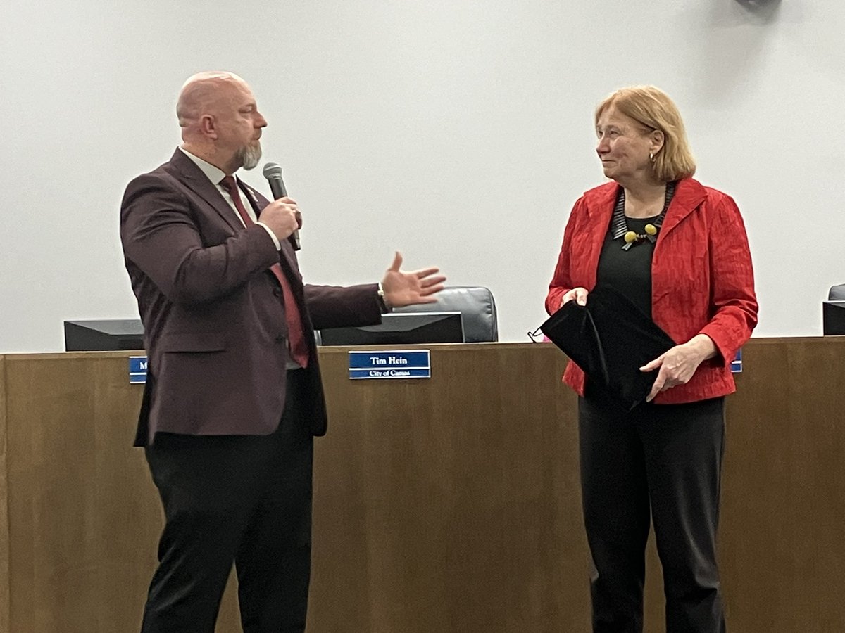 ctranvancouver's tweet image. Shawn addresses the board and the audience with board chair and Vancouver Mayor Anne McEnerny-Ogle. #ctran