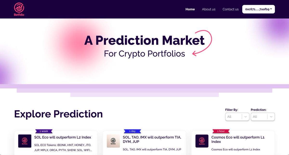 🌟Join our 500 USDC Prize Pool💸

BetFolio's Prediction Market Platform is now open for testing! 🧪 We're rewarding our first 20 testers with 25 USDC each, including 5 USDC to fund your first prediction! 🔮

Follow the steps below to claim your prize 🏆👇