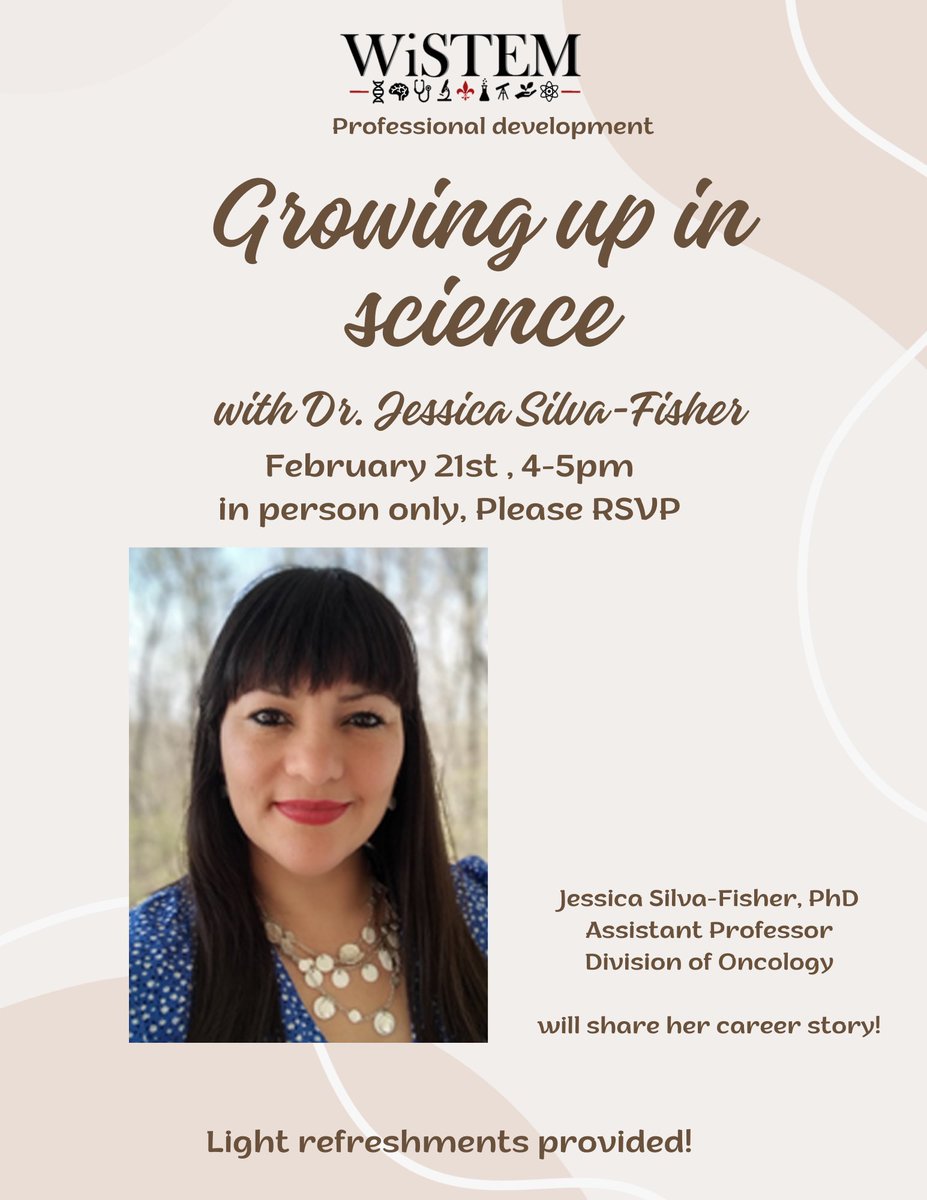Join us for our Growing Up in Science session in an informal chat with Dr. Jessica Silva-Fisher on February 21st. Please RSVP if you plan to attend 😊- light refreshments will be provided. (RSVP: forms.gle/mdvjoahHNPCZ1r…)