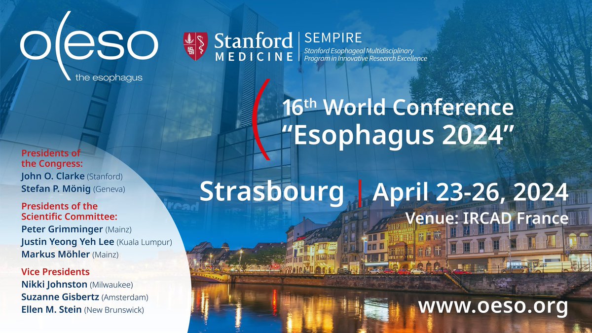 🚨ABSTRACTS submission for the 16th OESO World Congress closing on Feb 19 (Mon) Join us in Strasbourg & present your innovative #esophagus research! Submit your #abstracts👉 esophagus-conference-2024.oeso.org/abstracts #research #esophagology