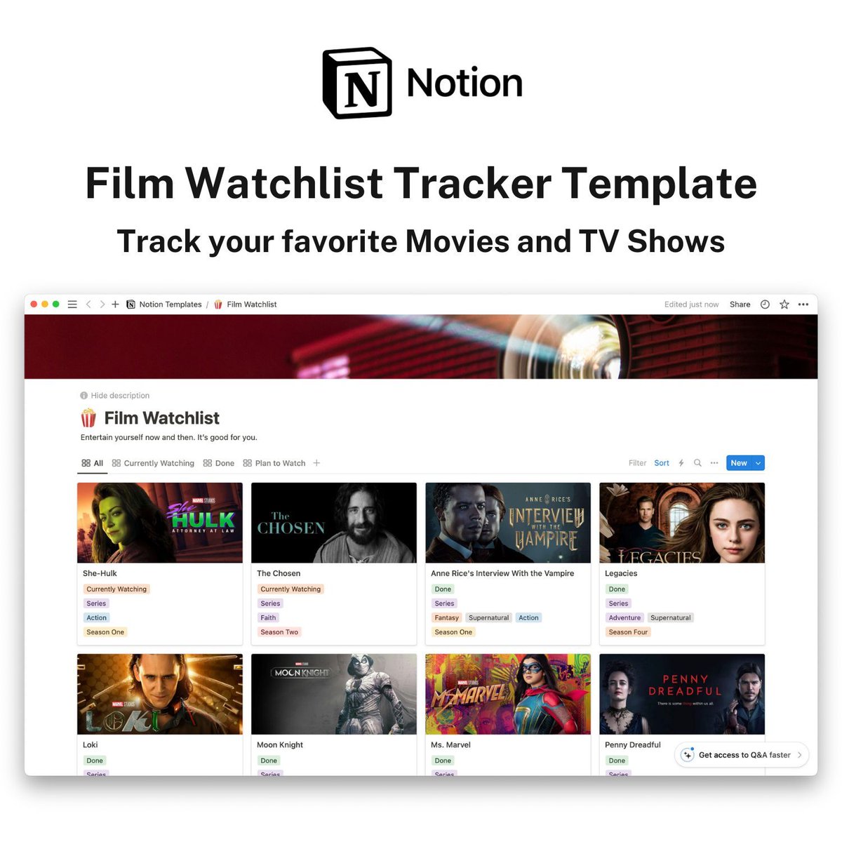 sirmichaelwacha's tweet photo. Film Watchlist Tracker Notion Template. 
Streamline your watchlist management and elevate your viewing experience today! https://t.co/F6nAq5HmsF 
#Notion #Notiontemplate #Film https://t.co/D6Oew1UEFM