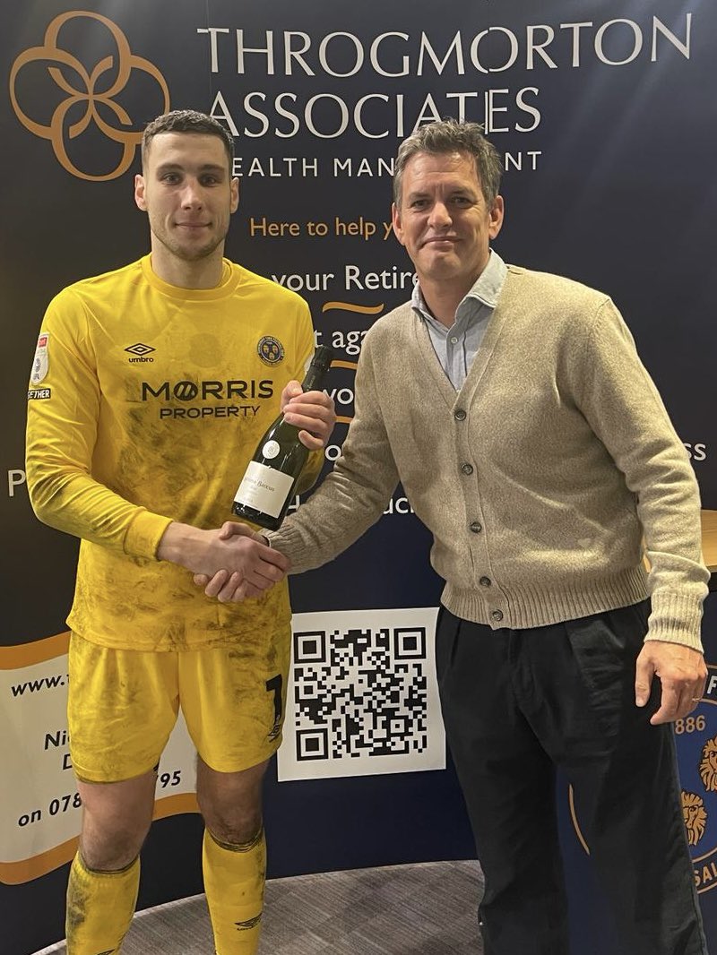 Tonight’s @NickJonesWealth Planning man of the match is @MarosiMarko , with @CroudMarketing Founder Luke Smith on hand to present the champagne. Well played Marko, couldn’t quite hold on but still a great point for @shrewsburytown against a strong side! #Salop