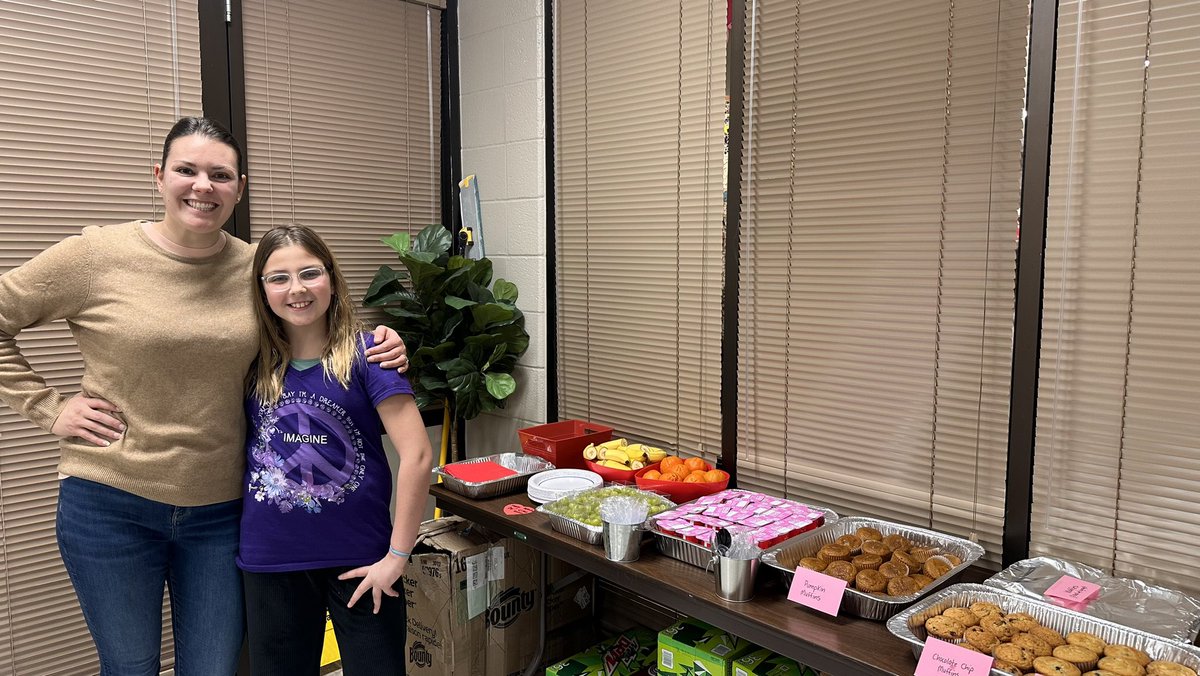 Talk about spreading kindness! Madelyn and her mom brought in healthy snacks and treats for the whole @ayerelementary staff! Thanks for thinking of us! #kindnessmatters #everyactmatters #grateful