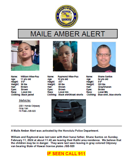 _kyirah's tweet photo. RT @KHONnews: BREAKING NEWS: MAILE Ambert Alert issued for 2 missing boys https://t.co/EIDHeT5Mrz