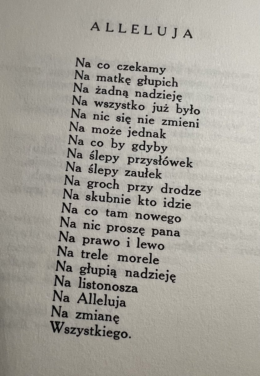 Cenckiewicz's tweet photo. Skoro Mistrz odszedł 13 lutego 1969 r. w polskim Londynie to należy mu oddać głos... 

Bo żyje w naszych sercach polskich, nawet jeśli usuną go z lektur, i żaden młody Polak się o nim nie dowie...

Więc wiersz, jakby adekwatny, bo znów - a jutro Popielec - czekamy w tej beznadziei naszej na... Alleluja...

Kazimierz Wierzyński, "Alleluja", z tomiku "Kufer na plecach", Paryż 1964 r.