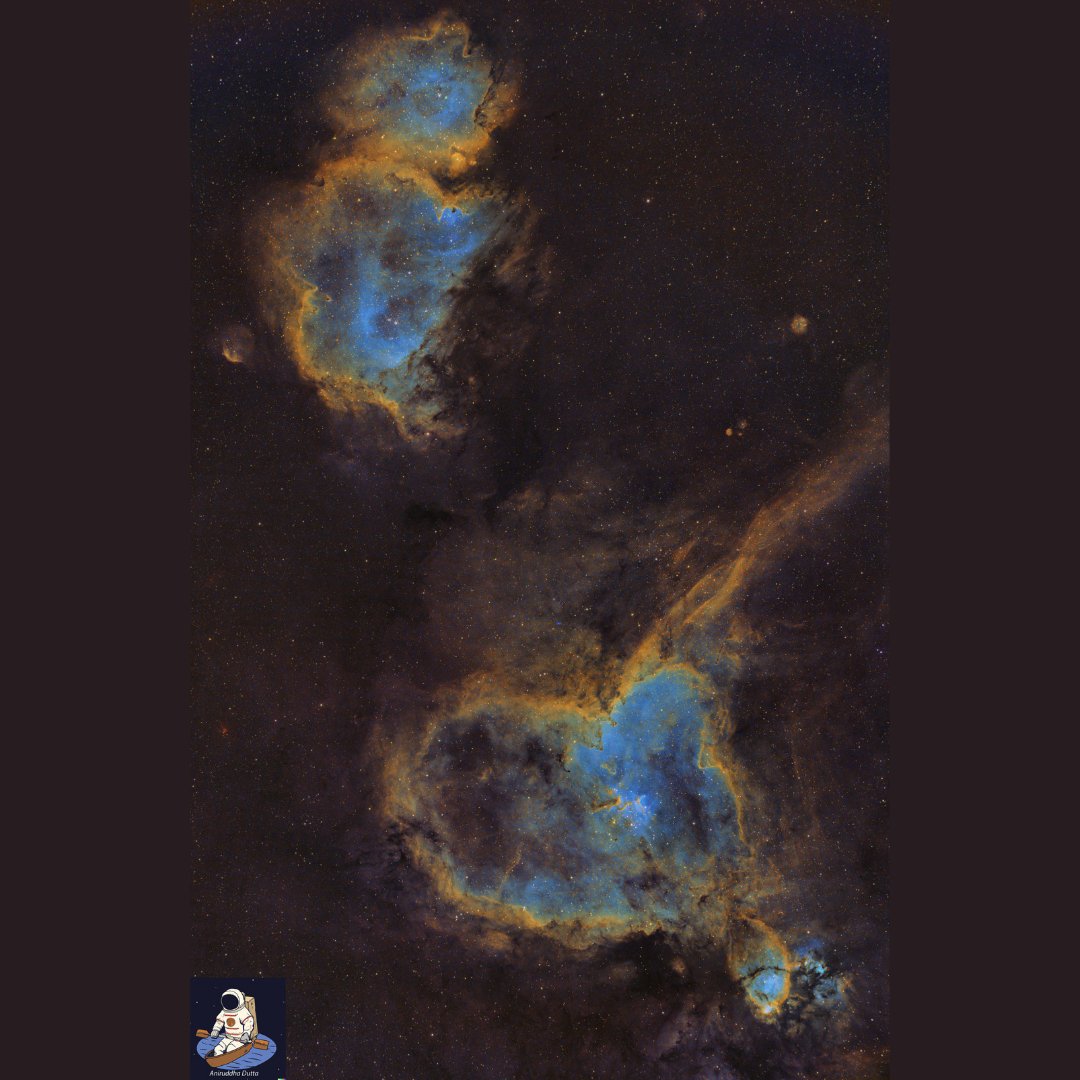 duttaniruddha12's tweet image. Happy valentine&apos;s day ❤️ heart IC1805 and soul nebula IC1848

Processed at home in rainy 🇧🇪 using
#Deepskystacker #siril
#photoshop with astronomy tools V1_6_2 + gradient xterminator
#starnet++

#Astrophotography