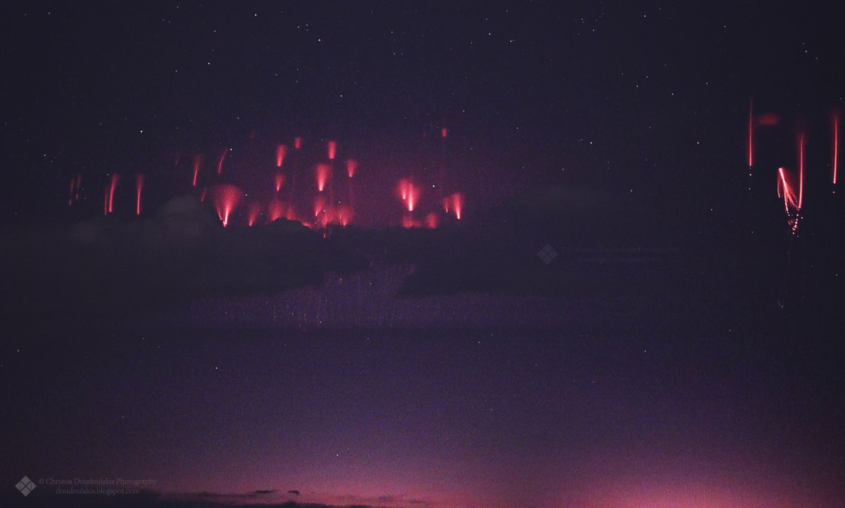 A taste of #Redsprites #TLEs above the #thunderstorms at the E. Aegean Sea, 12-13/02/2024.