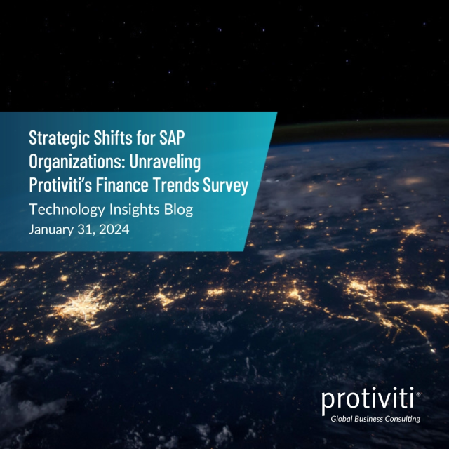 Our latest Technology Insights Blog post highlights findings from Protiviti’s Finance Trends Survey relevant for finance leaders in business using SAP software. bit.ly/48expxa