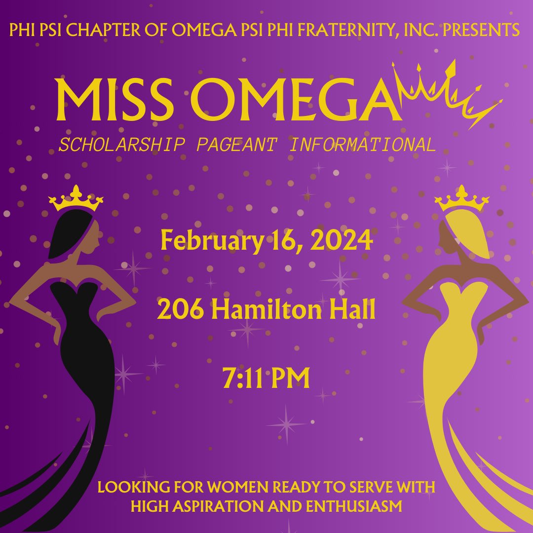 Will you be our next Miss Omega? 👑 Come owt to our informational to learn more!