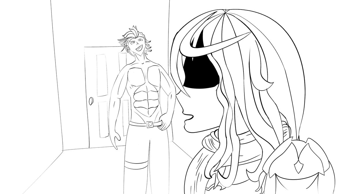 You stop talking with the captain, come and kiss me on my hot mouth!  

This is the first time I've tried to draw muscles so I'm sorry how bad Percival is.  

I'm probably not colouring this.  

#GranblueFantasy #granbluefantasyversusrising #GranblueFantasyRelink📷