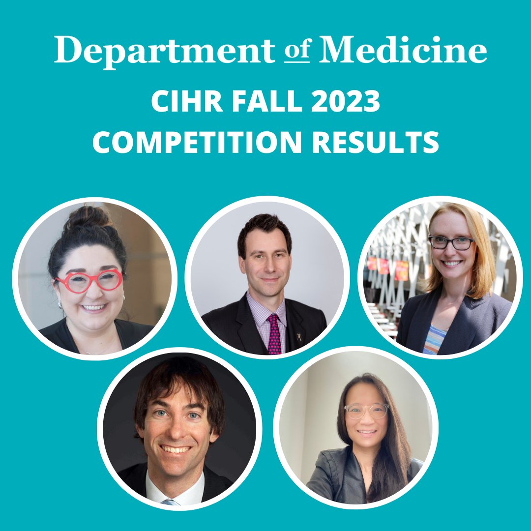 Congratulations to the DOM members who had successful CIHR Fall 2023 Grant Competition results announced recently. Drs. @zahrasgoodarzi @gilkaplan @leslieskeith @cellotonelli and Dr Karen Tang.