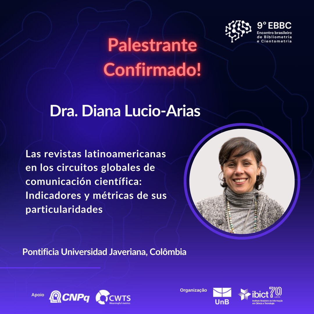 EventoEbbc's tweet photo. 🌟 Prepare-se para uma experiência de conhecimento excepcional no EBBC 2024! Estamos emocionados em anunciar a presença da renomada Dra. Diana Lucio-Arias. Docente e pesquisadora na Pontificia Universidad Javeriana. 🚀🔍 Saiba mais em: https://t.co/etaAwKeZIP! #EBBC2024 https://t.co/ygOft1eQ0E