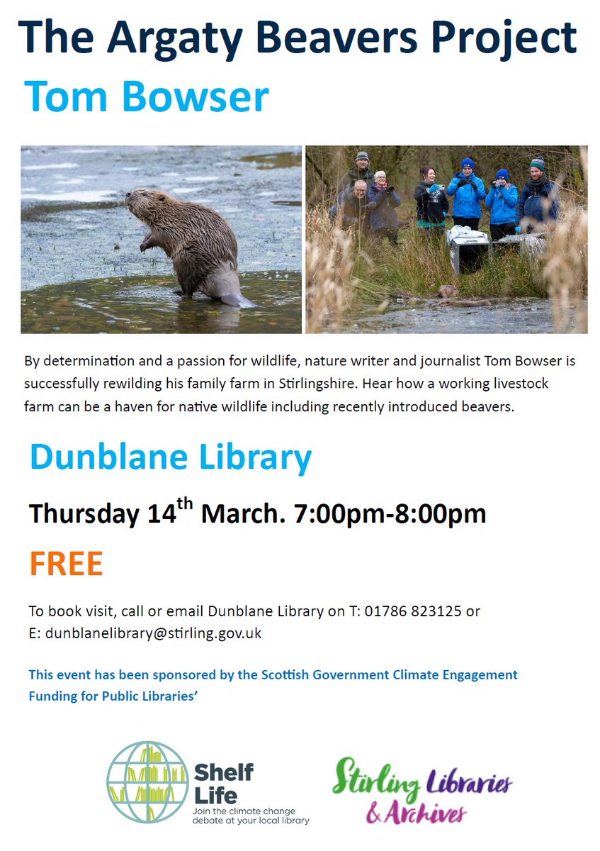 Do you want to know more about your local beaver population?  If so, get down to the library on 14th March