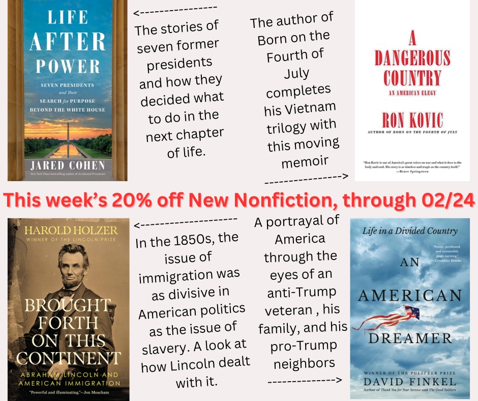 This week's eight 20% off newly published book picks are discounted through 2/24. There are some fantastic books, so order now!  theliteratelizard.com/front-page-boo…

<a href="/mauracheeks/">Maura Cheeks</a> <a href="/randomhouse/">Random House Group</a> <a href="/JaredCohen/">Jared Cohen</a> <a href="/SimonBooks/">Simon & Schuster</a> <a href="/harperbooks/">Harper Books</a> <a href="/AkashicBooks/">Akashic Books</a> #RonKovic <a href="/GarethJohnBrown/">Gareth Brown is on Bluesky</a> <a href="/WmMorrowBooks/">William Morrow</a>