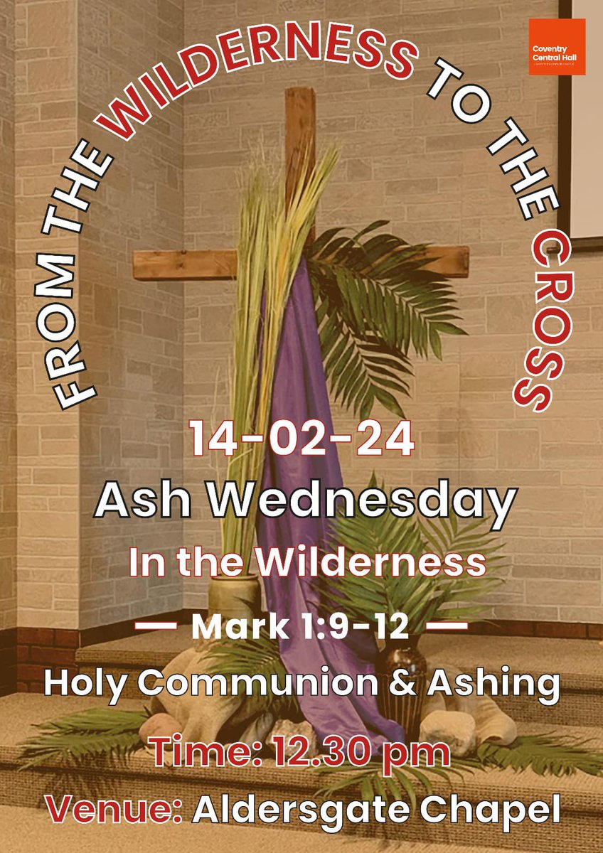 In the Aldersgate Chapel at Central Hall. All welcome 😊 #ashwednesday