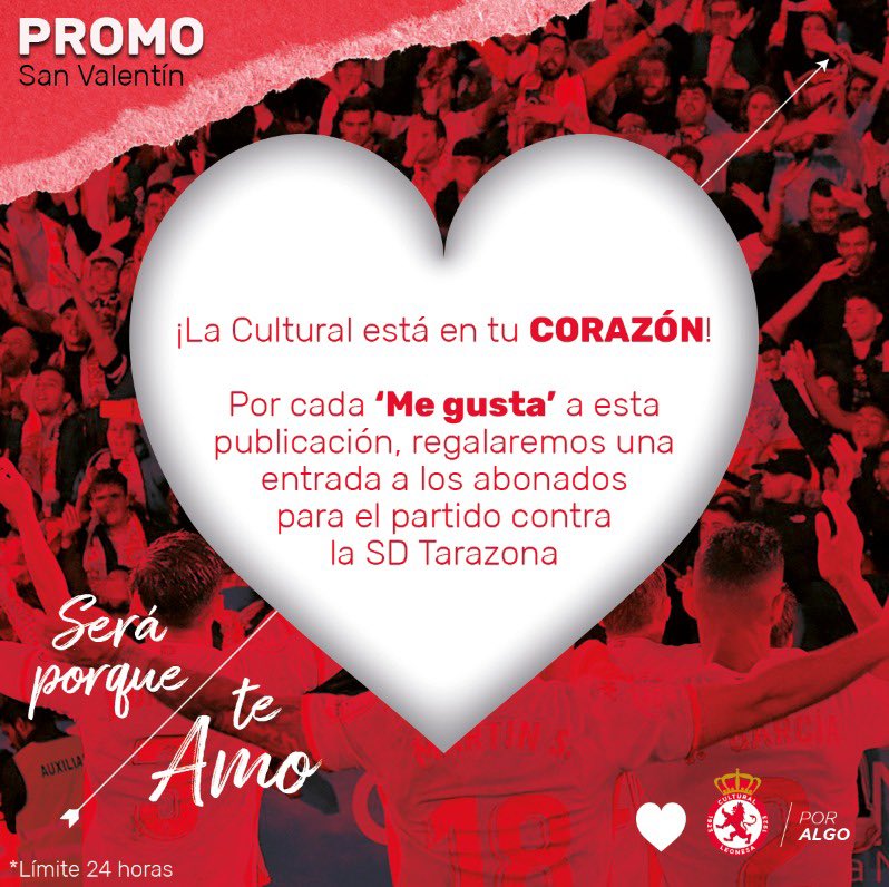 CyDLeonesa's tweet photo. 🫶🏽 𝗠𝗲 𝗴𝘂𝘀𝘁𝗮 León 
🫶🏽 𝗠𝗲 𝗴𝘂𝘀𝘁𝗮 la Cultu
🫶🏽 𝗠𝗲 𝗴𝘂𝘀𝘁𝗮 su afición 

❤️ Por cada 𝗠𝗲 𝗴𝘂𝘀𝘁𝗮 a esta publicación, regalaremos una entrada a los abonados para el partido contra la @SDTarazona 

#AúpaCultu https://t.co/OYHfpZyTly