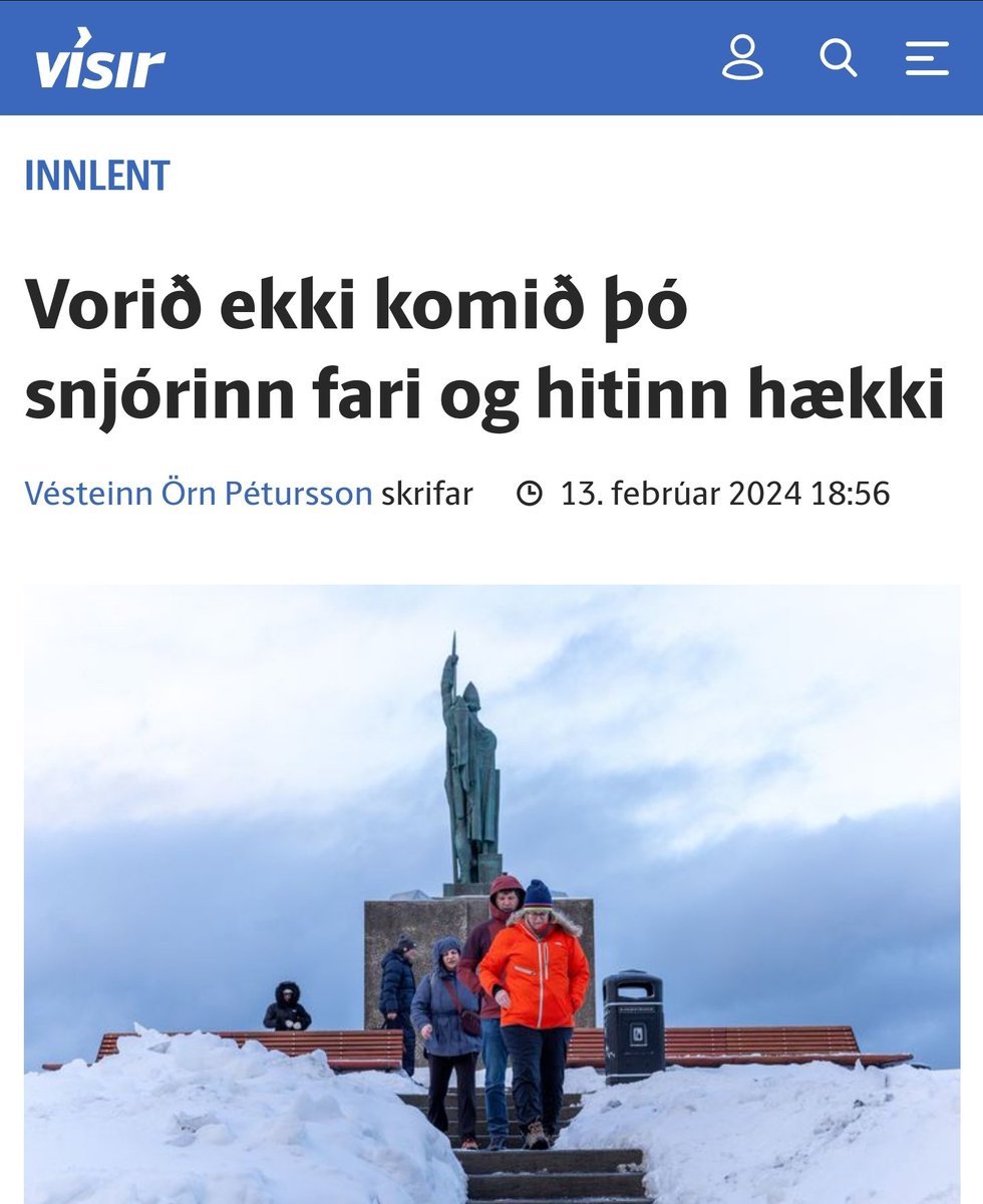 Nessinn82's tweet photo. Tilgangslausasta fyrirsögn ársins eins og komið er. Það heldur nákvæmlega enginn Íslendingur að vorið sé komið í miðjum febrúar 🤣 https://t.co/P695hqqP9p
