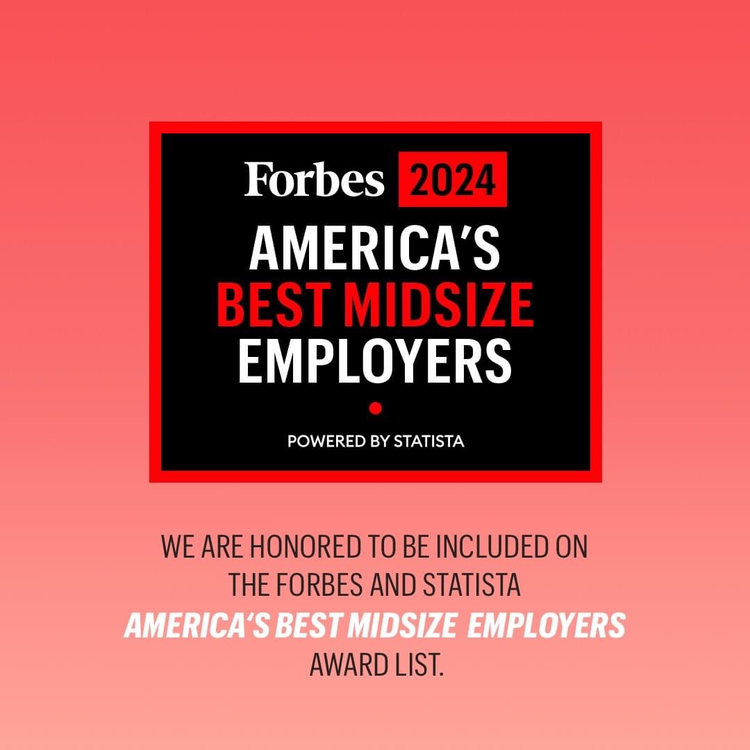 We are honored and excited to be ranked #8 on the @Forbes 2024 list of America’s Best Midsize Employers. Full story at bit.ly/3UFtTsl