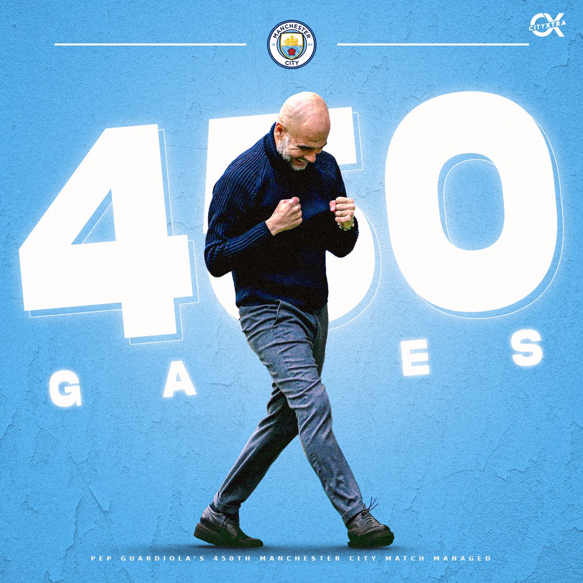 City_Xtra's tweet photo. Pep Guardiola has now taken charge of 4⃣5⃣0⃣ games as #ManCity manager!

📆 8 Seasons
✅ 327 Wins
🤝 61 Draws
🚫 62 Defeats
⚽️ 1,107 Goals Scored
🥅 372 Goals Conceded
📈 +735 Goal Difference
🏆 16 Trophies Won
🏅 26 Individual Honours

𝐎𝐔𝐑 BOSS. 👑💙 @StatCity https://t.co/dylipzZkBz